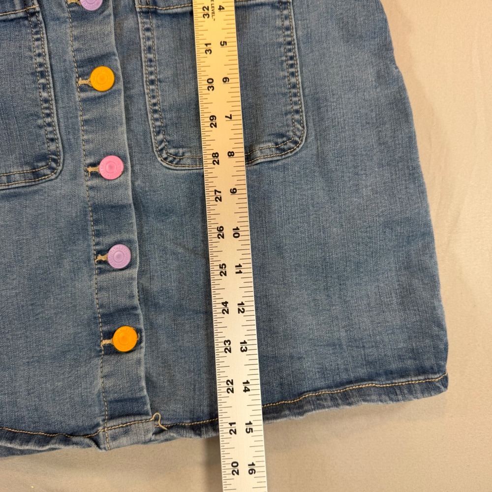 Blue Denim Button Front Mini Skirt Size 16.5 Plus Girls Women's Small Festial - Picture 4 of 10